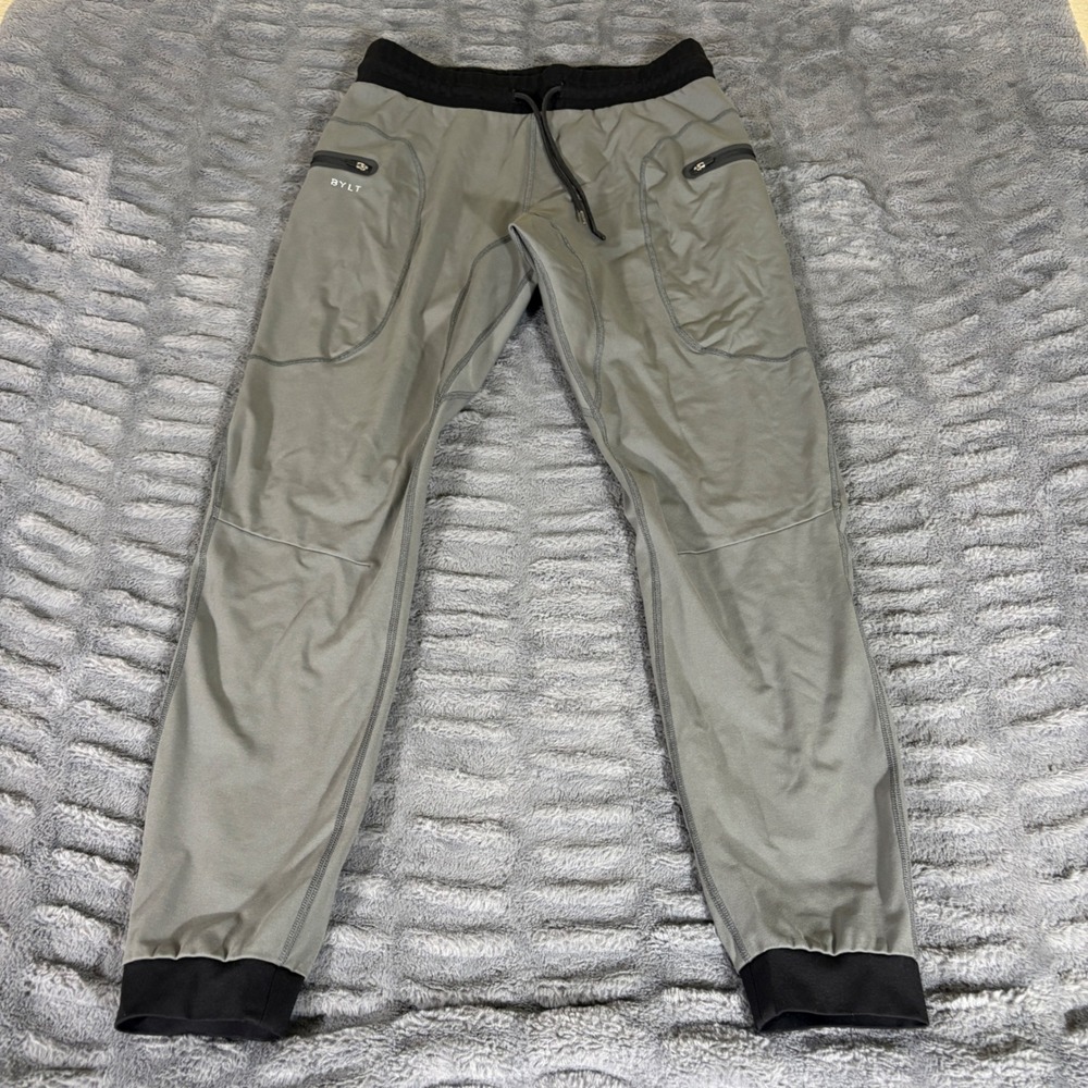 BYLT Basics Mens Premium Jogger Pants Gray Black Slim Fit Athletic Size L AR876